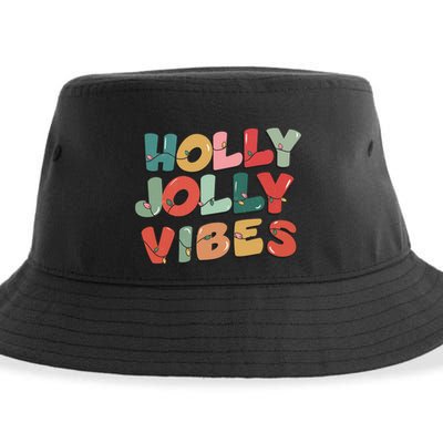 Holly Jolly Vibes Christmas Lights Sustainable Bucket Hat