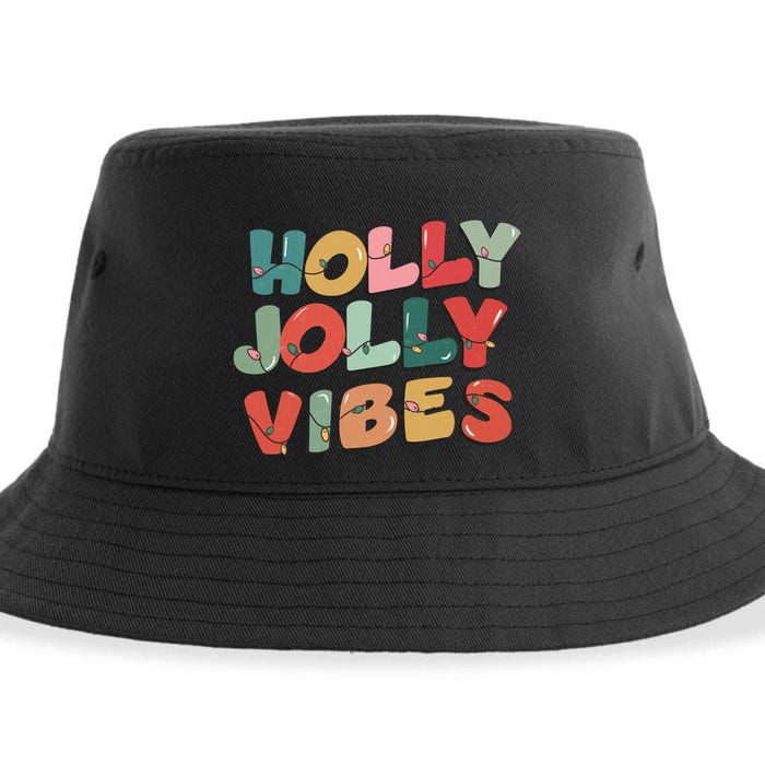 Holly Jolly Vibes Christmas Lights Sustainable Bucket Hat