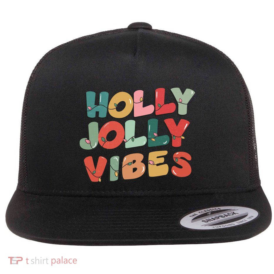 Holly Jolly Vibes Christmas Lights Flatbill Hat