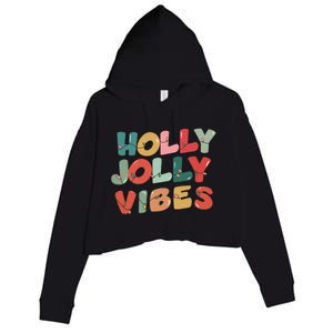 Holly Jolly Vibes Christmas Lights Crop Fleece Hoodie