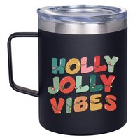 Holly Jolly Vibes Christmas Lights 12oz Stainless Steel Coffee Mug