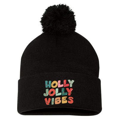 Holly Jolly Vibes Christmas Lights Pom Pom 12in Knit Beanie