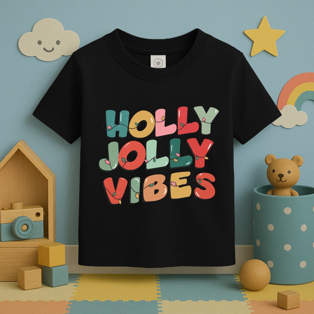 Holly Jolly Vibes Christmas Lights Toddler T-Shirt