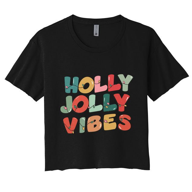 Holly Jolly Vibes Christmas Lights Crop Top