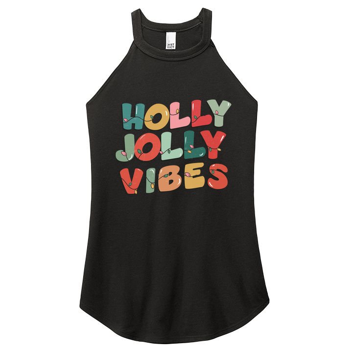 Holly Jolly Vibes Christmas Lights Women's Perfect Tri Rocker Tank