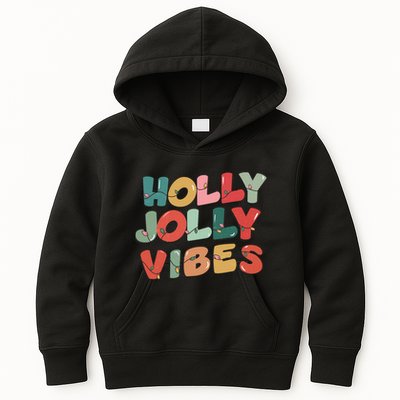 Holly Jolly Vibes Christmas Lights Kids Hoodie