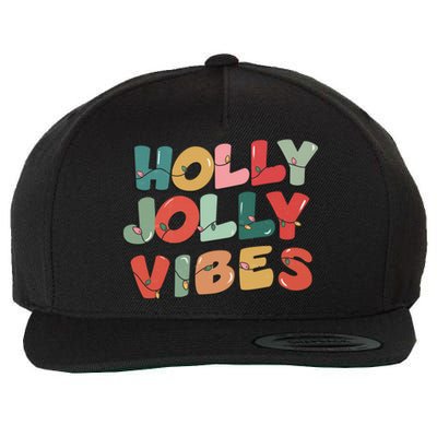 Holly Jolly Vibes Christmas Lights Wool Snapback Cap