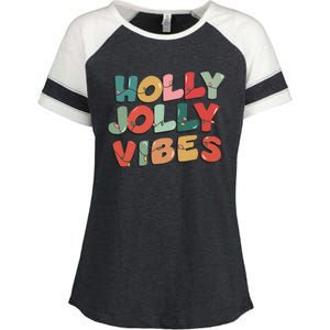 Holly Jolly Vibes Christmas Lights Enza Ladies Jersey Colorblock Tee