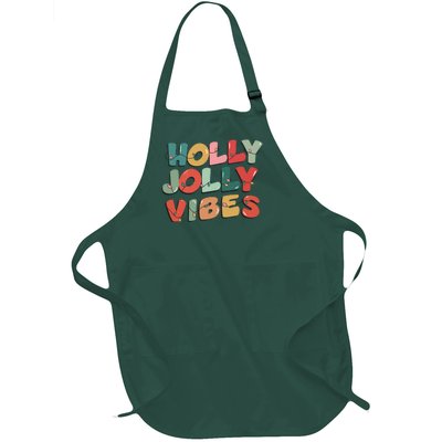 Holly Jolly Vibes Christmas Lights Full-Length Apron With Pockets