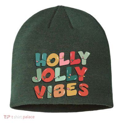 Holly Jolly Vibes Christmas Lights Sustainable Beanie