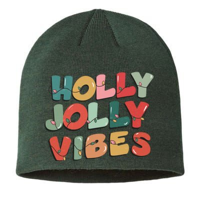 Holly Jolly Vibes Christmas Lights Sustainable Beanie