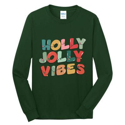 Holly Jolly Vibes Christmas Lights Tall Long Sleeve T-Shirt