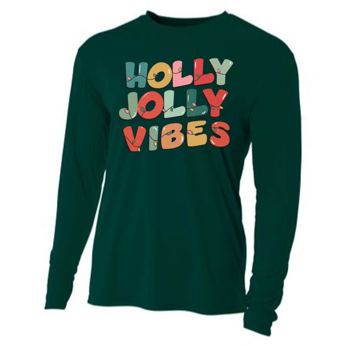 Holly Jolly Vibes Christmas Lights Cooling Performance Long Sleeve Crew