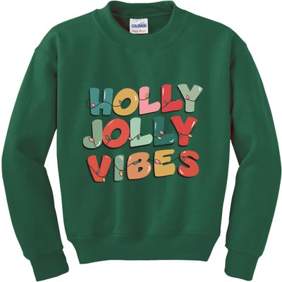 Holly Jolly Vibes Christmas Lights Kids Sweatshirt