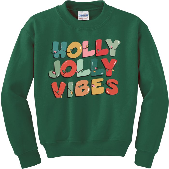 Holly Jolly Vibes Christmas Lights Kids Sweatshirt