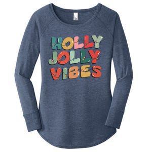 Holly Jolly Vibes Christmas Lights Women's Perfect Tri Tunic Long Sleeve Shirt