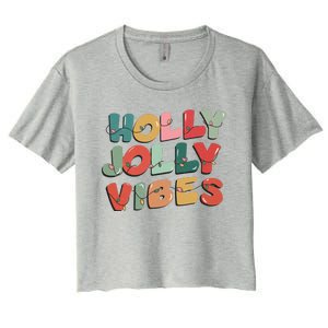 Holly Jolly Vibes Christmas Lights Women's Crop Top Tee