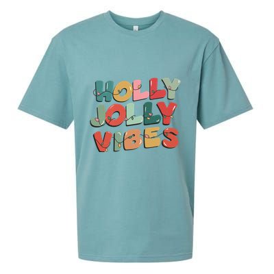 Holly Jolly Vibes Christmas Lights Sueded Cloud Jersey T-Shirt