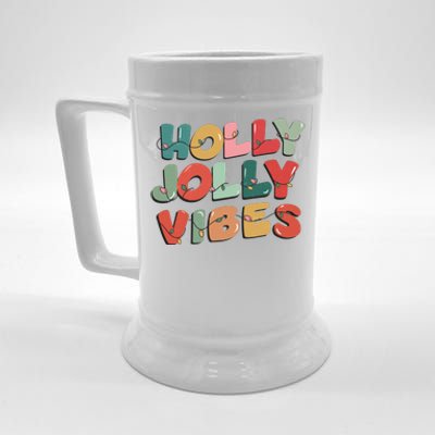 Holly Jolly Vibes Christmas Lights Beer Stein