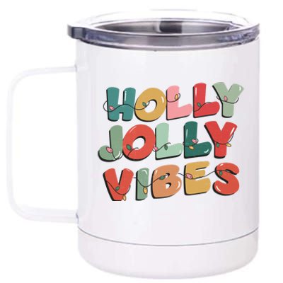 Holly Jolly Vibes Christmas Lights 12 oz Stainless Steel Tumbler Cup