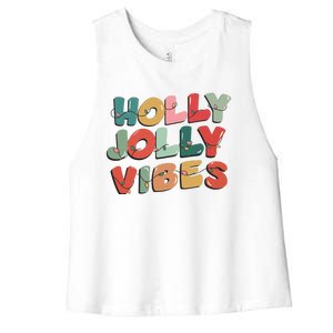 Holly Jolly Vibes Christmas Lights Women's Racerback Cropped Tank