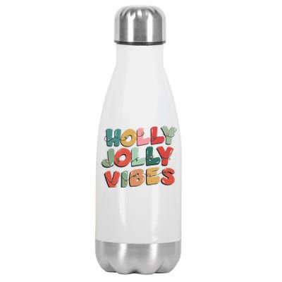 Holly Jolly Vibes Christmas Lights Stainless Steel Insulated Water Bottle