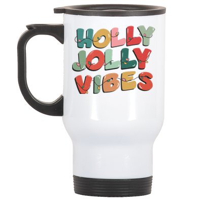 Holly Jolly Vibes Christmas Lights Stainless Steel Travel Mug