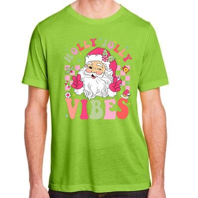 Holly Jolly Vibes Groovy Cute Santa Claus Christmas Adult ChromaSoft Performance T-Shirt