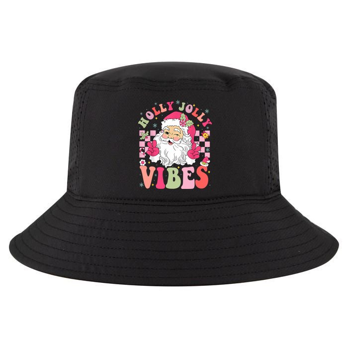 Holly Jolly Vibes Groovy Cute Santa Claus Christmas Cool Comfort Performance Bucket Hat