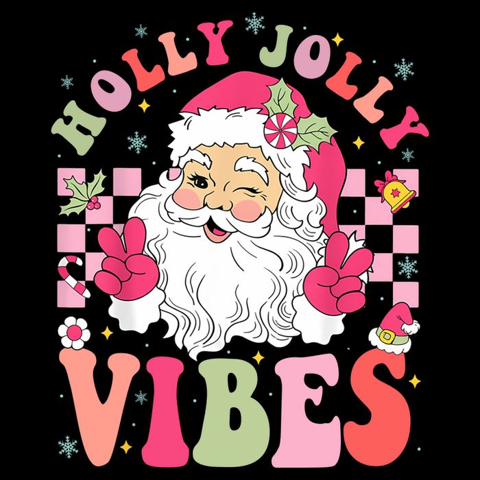 Holly Jolly Vibes Groovy Cute Santa Claus Christmas Apron