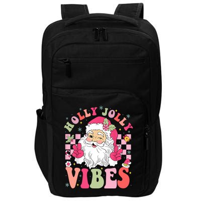 Holly Jolly Vibes Groovy Cute Santa Claus Christmas Impact Tech Backpack