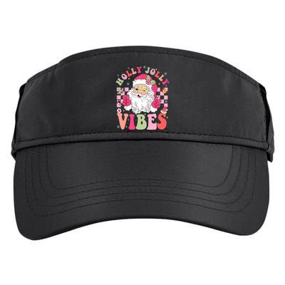 Holly Jolly Vibes Groovy Cute Santa Claus Christmas Adult Drive Performance Visor