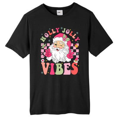 Holly Jolly Vibes Groovy Cute Santa Claus Christmas Tall Fusion ChromaSoft Performance T-Shirt