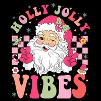 Holly Jolly Vibes Groovy Cute Santa Claus Christmas Bucket Hat