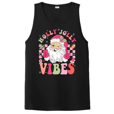 Holly Jolly Vibes Groovy Cute Santa Claus Christmas PosiCharge Competitor Tank