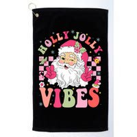 Holly Jolly Vibes Groovy Cute Santa Claus Christmas Golf Towel