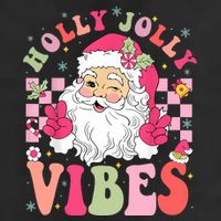 Holly Jolly Vibes Groovy Cute Santa Claus Christmas Golf Towel