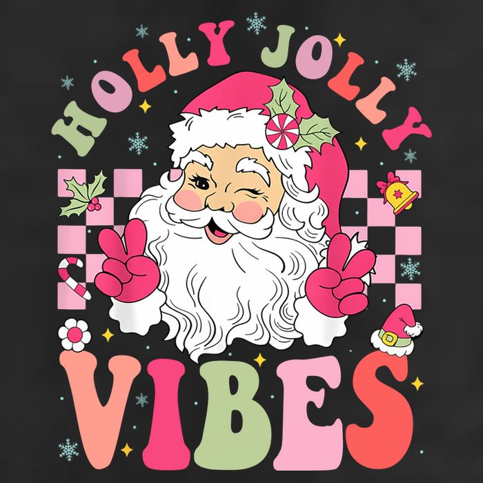 Holly Jolly Vibes Groovy Cute Santa Claus Christmas Golf Towel