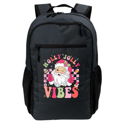 Holly Jolly Vibes Groovy Cute Santa Claus Christmas Backpack