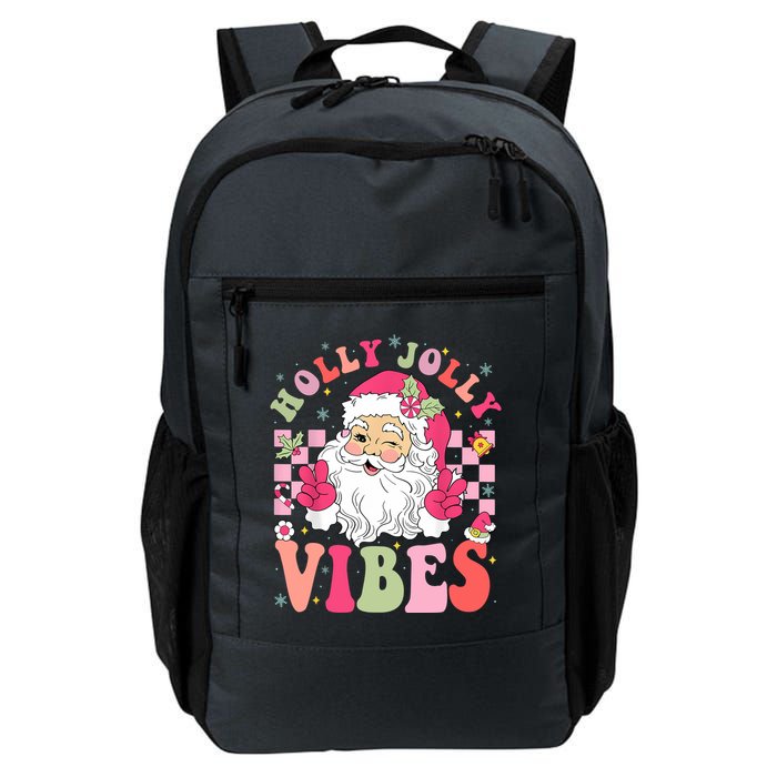 Holly Jolly Vibes Groovy Cute Santa Claus Christmas Backpack