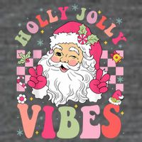 Holly Jolly Vibes Groovy Cute Santa Claus Christmas 7-Panel Snapback Hat