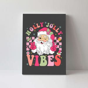 Holly Jolly Vibes Groovy Cute Santa Claus Christmas Canvas