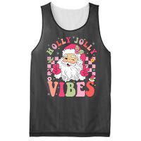 Holly Jolly Vibes Groovy Cute Santa Claus Christmas Mesh Reversible Basketball Jersey Tank