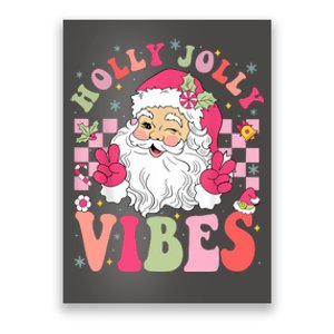 Holly Jolly Vibes Groovy Cute Santa Claus Christmas Poster