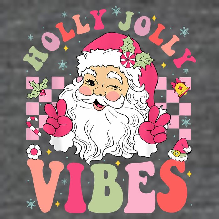 Holly Jolly Vibes Groovy Cute Santa Claus Christmas 25L Jumbo Tote
