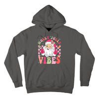 Holly Jolly Vibes Groovy Cute Santa Claus Christmas Tall Hoodie