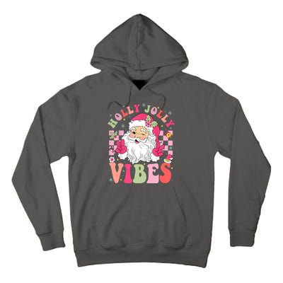 Holly Jolly Vibes Groovy Cute Santa Claus Christmas Tall Hoodie