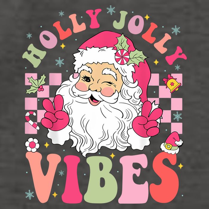 Holly Jolly Vibes Groovy Cute Santa Claus Christmas Vector Backpack