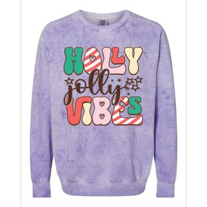 Holly Jolly Vibes Festive Artwork Colorblast Crewneck Sweatshirt