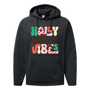 Holly Jolly Vibes Festive Artwork Performance Fleece Hoodie